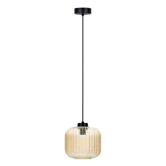 Niecodzienna lampa wisząca z kloszem w kolorze miodowym CLARK