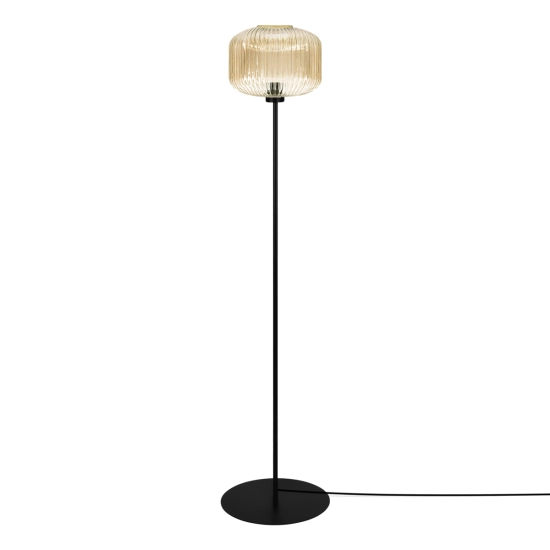 Lampa podłogowa do salonu na czarnej nodze i z kloszem CLARK
