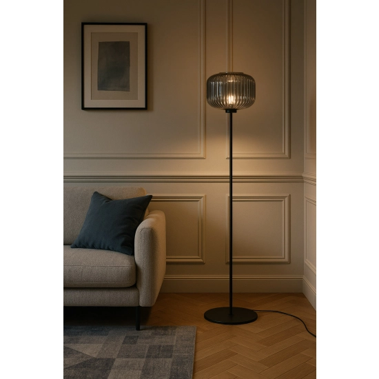 Lampa podłogowa do czytania z ryflowanym kloszem CAMPO