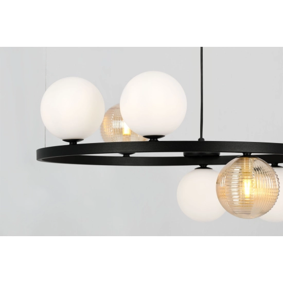 Elegancka lampa wisząca z kloszami na obręczy, 6 x G9 SATURNO