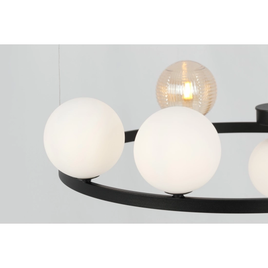 Elegancka lampa wisząca z kloszami na obręczy, 6 x G9 SATURNO