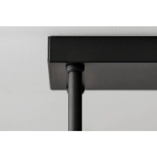 Lampa sufitowa o geometrycznej formie z transparentnymi kloszami