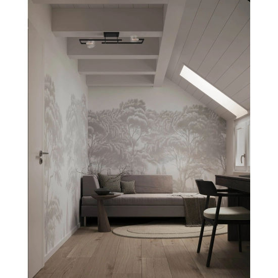 Lampa sufitowa o geometrycznej formie z transparentnymi kloszami