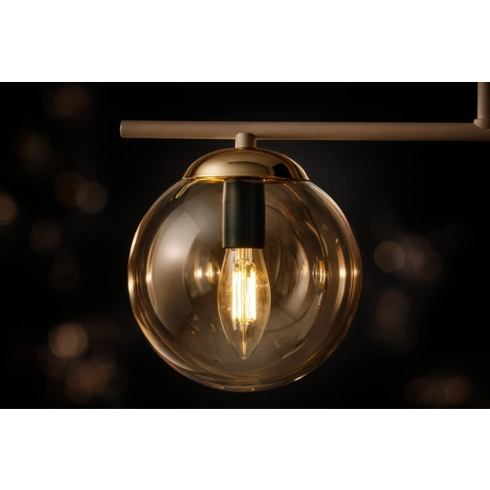 Lampa sufitowa do eleganckiej sypialni, dwa klosze na pręcie