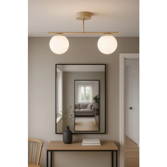 Lampa sufitowa w kolorze kaszmirowym z białymi kloszami SAVIA