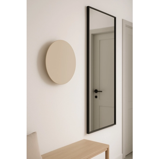 Minimalistyczny kinkiet ścienny w kolorze beżowym w kształcie talerza 30 cm TALAR