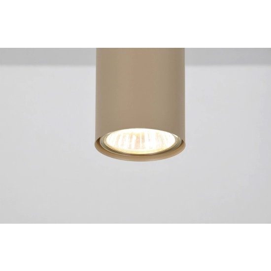 Lampa sufitowa w kształcie listwy z reflektorami i kloszami