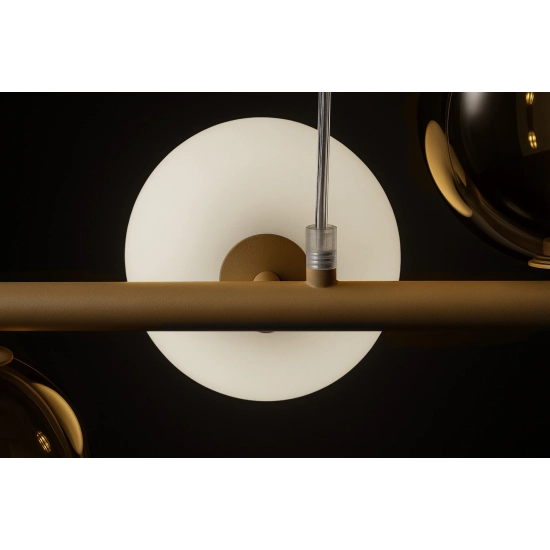 Lampa wisząca do salonu, okrągłe klosze na belce