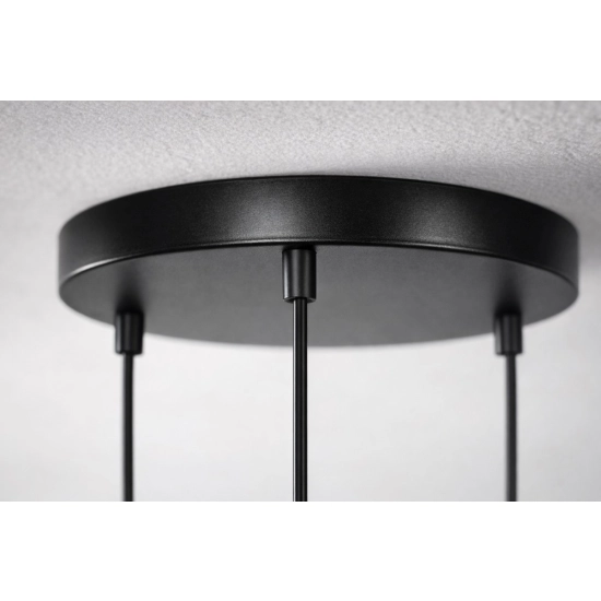 Lampa wisząca z dużymi, ryflowanymi kloszami w kolorze bursztynu