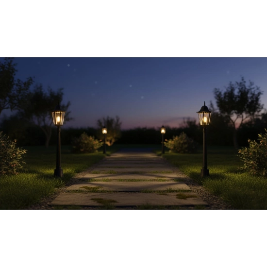 Latarenka ogrodowa stojąca czarna lampa zewnętrzna solidna metalowa