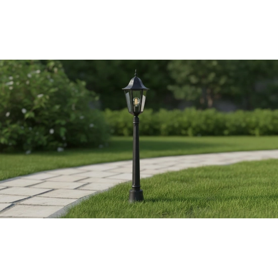 Latarenka ogrodowa stojąca czarna lampa zewnętrzna solidna metalowa