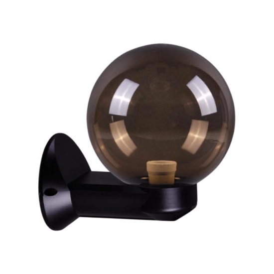 Niewielki kinkiet ogrodowy z klasycznym, dymionym kloszem kulą