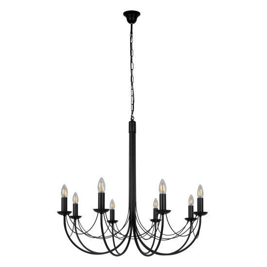 Elegancka czarna lampa wisząca świecznik do salonu na łańcuchu