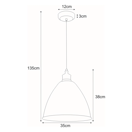 Biała lampa wisząca z szerokim białym kloszem idealna do kuchni