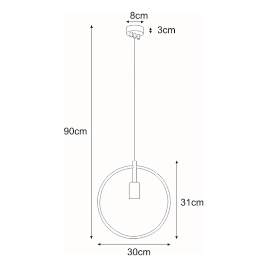 Nowoczesna geometryczna czarna lampa wisząca okrąg z okrytą żarówką