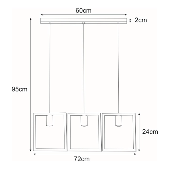 Potrójna czarna lampa wisząca minimalistyczna industrialna do salonu