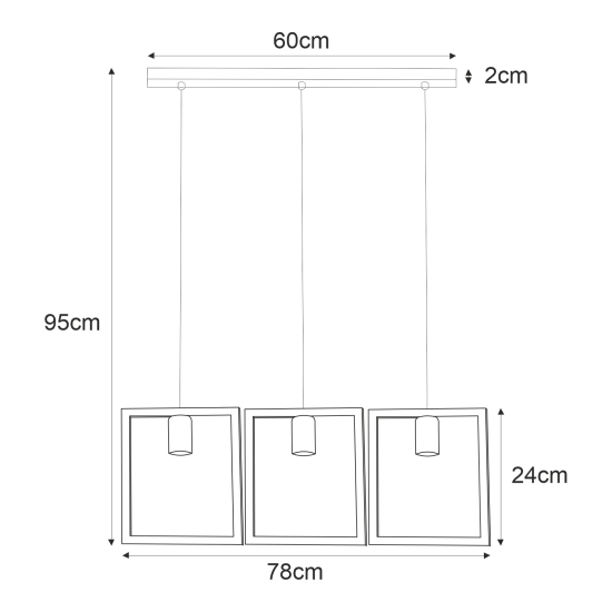 Potrójna czarna lampa wisząca minimalistyczna industrialna do salonu LAVAYA