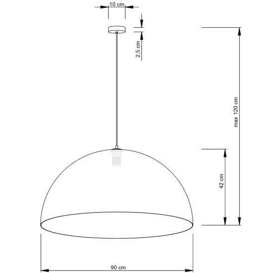 Żyrandol o ponadczasowym kształcie, efektowne rozmiary klosza ⌀90cm