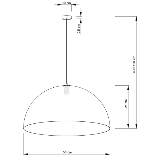 Efektowna lampa wisząca, kopuła z regulowanym zwisem ⌀50cm