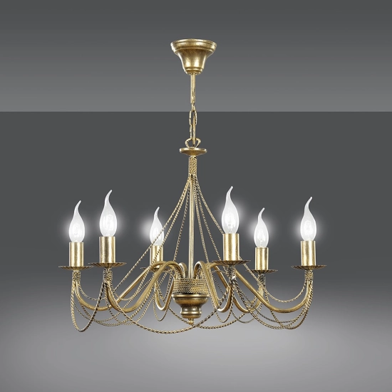 Ponadczasowa lampa wisząca, świecznik w kolorze złota, do salonu