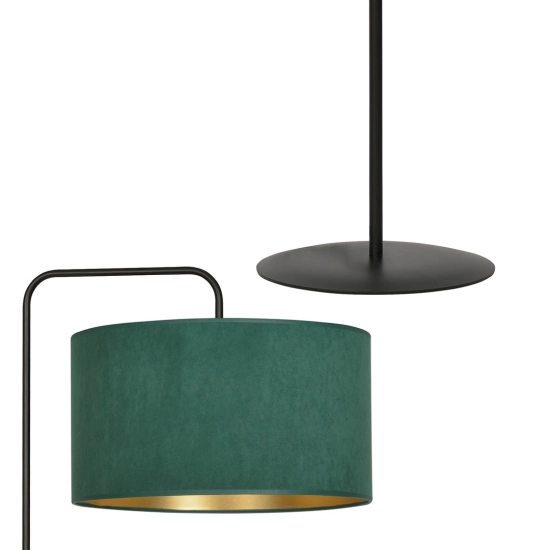 Elegancka, klasyczna lampa podłogowa z zielono-złotym abażurem