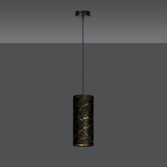 Punktowa, abażurowa lampa wisząca z motywem czarnego marmuru