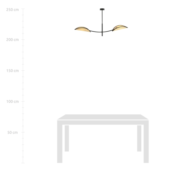 Stylowa lampa sufitowa z rattanowymi abażurami w kształcie liści