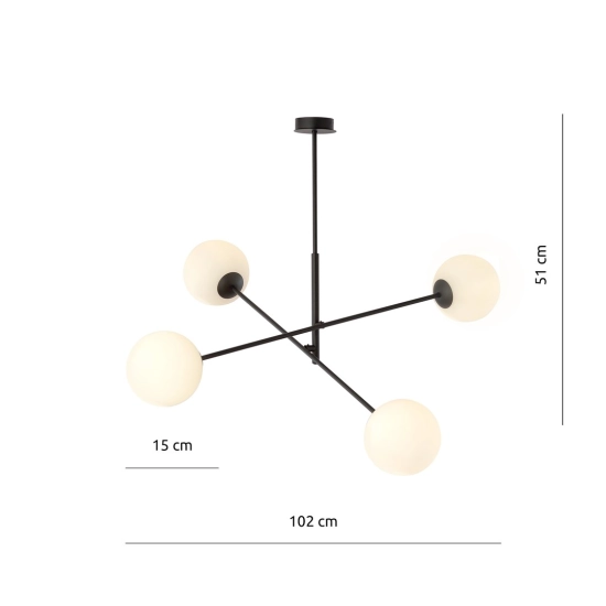 Lampa sufitowa o minimalistycznym kształcie z okrągłymi kloszami