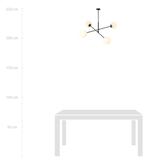 Lampa sufitowa o minimalistycznym kształcie z okrągłymi kloszami