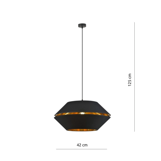 Lampa wisząca z czarnym, dwuczęściowym kloszem, do salonu