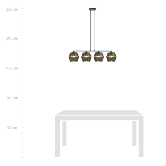 Lampa wisząca idealna do jadalni, nad stół, czarno-złote abażury