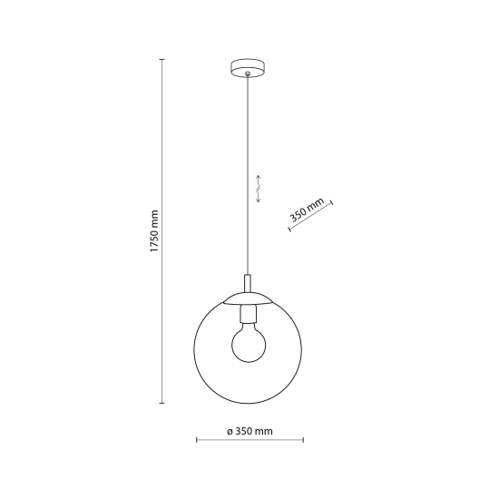 Czarna lampa wisząca z przezroczystym, okrągłym kloszem ⌀35cm