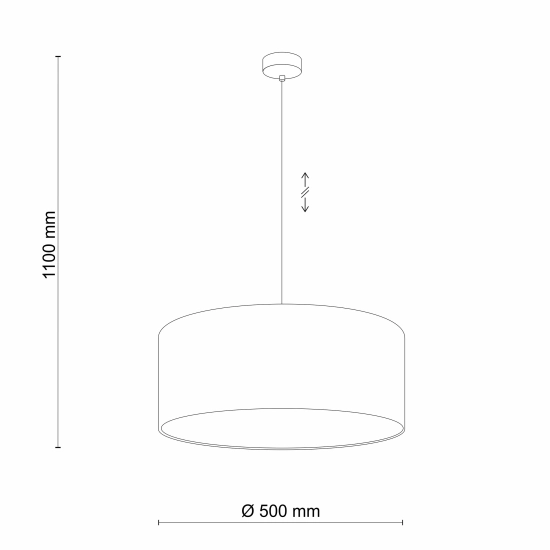 Klasyczna, regulowana lampa wisząca z okrągłym, szarym abażurem