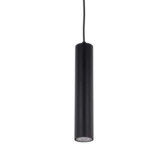Czarna lampa wisząca w kształcie tuby do szyny jednofazowej