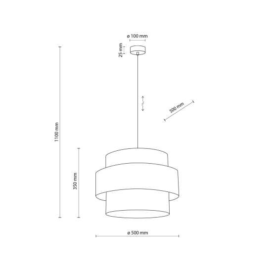 Klasyczna lampa wisząca z podwójnym, czarnym abażurem ⌀50cm