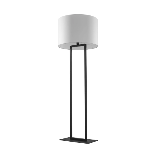 Geometryczna, nowoczesna lampa podłogowa z podstawą w kształcie ramki