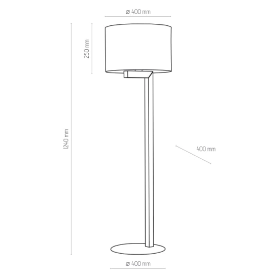 Biała lampa podłogowa w stylu skandynawskim, z drewnianą podstawką