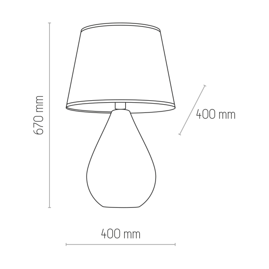 Lampka nocna z białą podstawą i abażurem w kształcie ściętego stożka