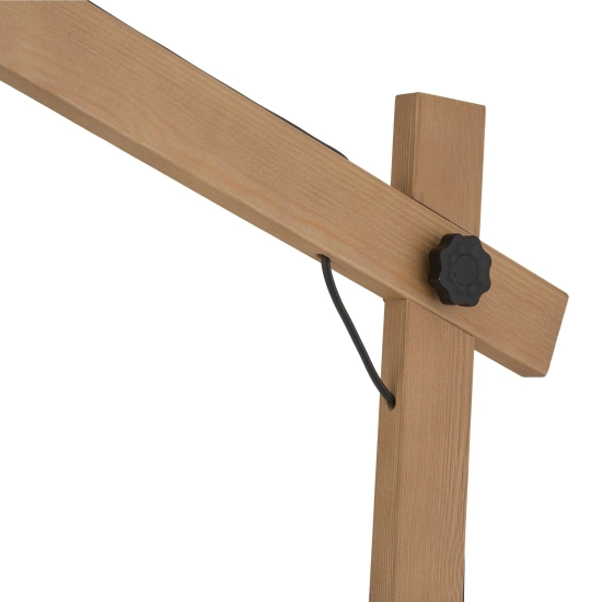Nowoczesna, regulowana lampa podłogowa z drewnianym ramieniem