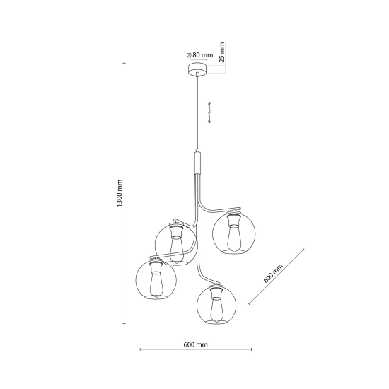 Designerska lampa wisząca z kulistymi kloszami, do nowoczesnej sypialni