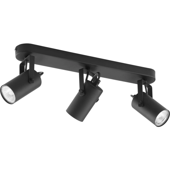 Czarny, potrójny reflektor, na żarówki z gwintem GU10, do korytarza