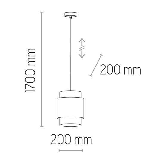 Czarno-słomkowa lampa wisząca, z możliwością regulacji wysokości