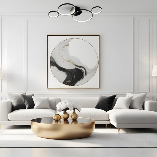 Lampa sufitowa LED z ringami w kolorze czarnym