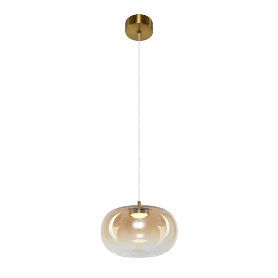 Bursztynowa lampa wisząca LED ze szklanym, okrągłym kloszem