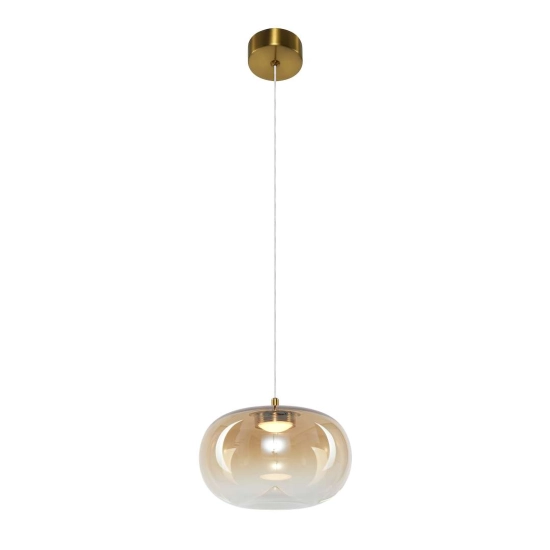 Bursztynowa lampa wisząca LED ze szklanym, okrągłym kloszem