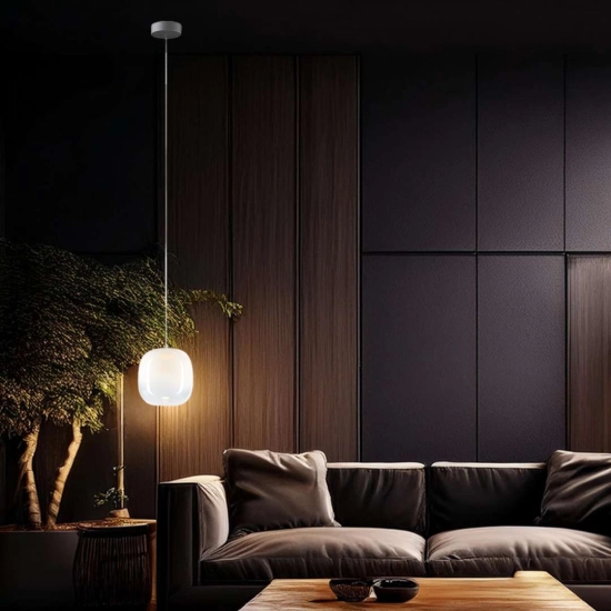 Lampa wisząca LED o regulowanej wysokości, szklany klosz