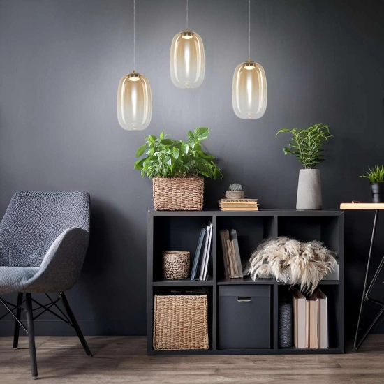 Lampa wisząca LED do przytulnej sypialni, szklany klosz