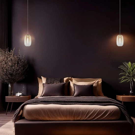 Lampa wisząca LED do przytulnej sypialni, szklany klosz