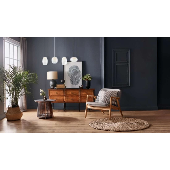 Lampa wisząca LED, cztery zwisy z kloszami w kolorze białym
