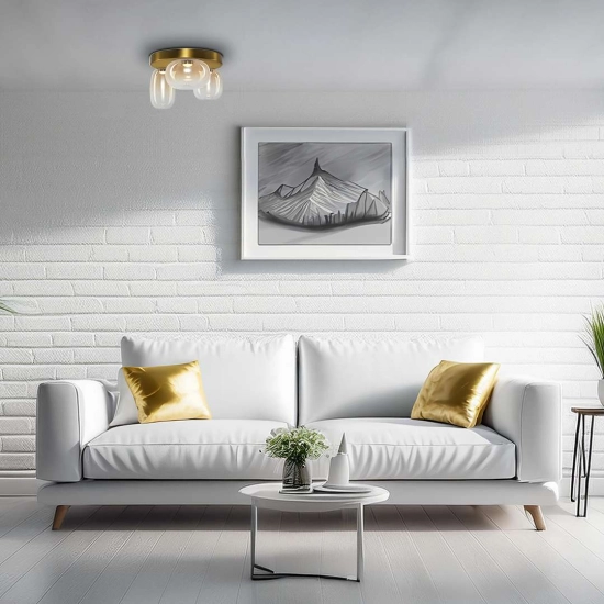 Stylowa lampa sufitowa LED w stylu glamour, trzy różne klosze